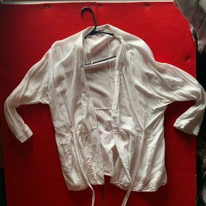ZARA WHITE LINEN WRAP TOP